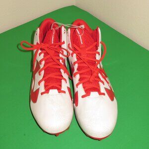 Under Armour Fierce Phantom White Red Molded Football Cleats Mid Top Mens Sz 15
